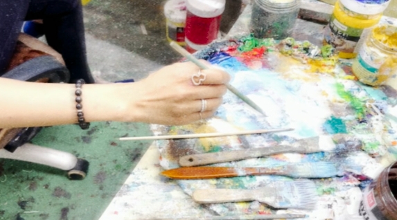 Painting in studio